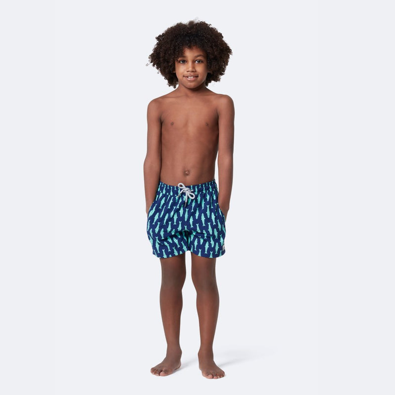 Boys' Swim Shorts | Ink Blue & Green Sardines | Tom & Teddy – Tom and ...